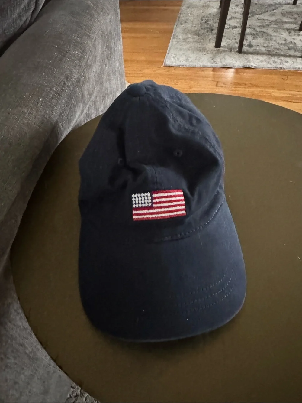 J. Crew Navy Cap with Embroidered American Flag